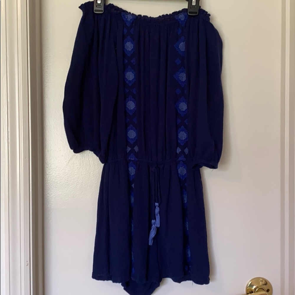 Navy blue off shoulder romper